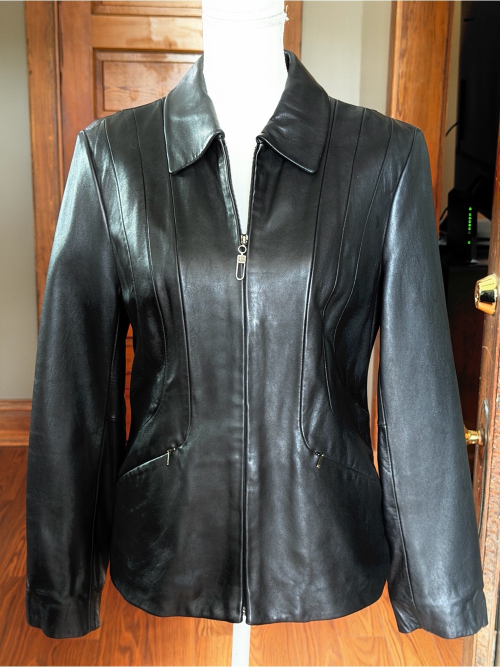 Anne Klein Lamb Skin Jacket Black Size Medium
